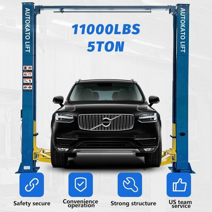 Katool 11,000 lb Clearfloor 2-Post Car Lift β Symmetric Arms, Chain-Drive, 220V