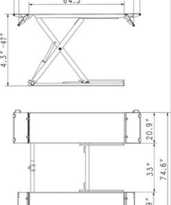 Alternative view of Aston ASL-MR8047 – 8,000 lb Mid-Rise Scissor Lift, 47" Lift, Electric Lock Release, 220V