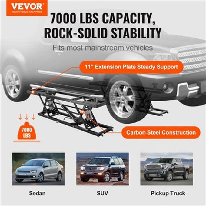 VEVOR 7,000 lb Portable Car Lift β Extended-Length Plate Jack Lift, 26.8" Max Height, 120V - Image 2