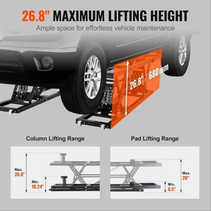 VEVOR 7,000 lb Portable Car Lift β Extended-Length Plate Jack Lift, 26.8" Max Height, 120V - Image 4